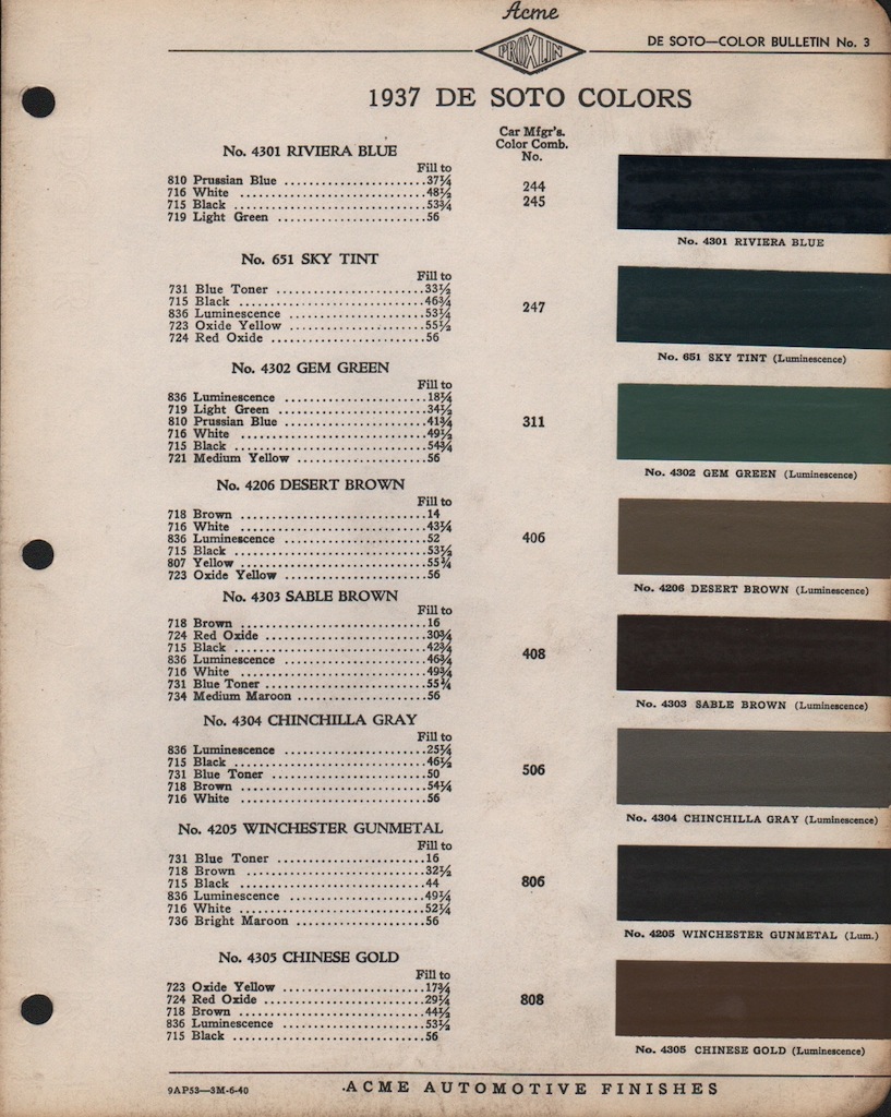1937 DeSoto Paint Charts Acme 3